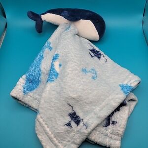 Blue Whale Plush Lovey Manhattan Kids 14"x14" Baby Security Blanket